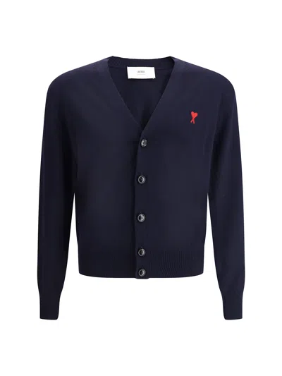 Ami Alexandre Mattiussi Logoed Cardigan In Blue