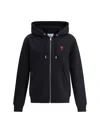 Ami Alexandre Mattiussi Zip-up Hoodie With Kangaroo Pocket And Drawstring Hood In Black