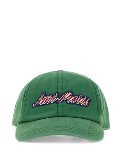 Ami Alexandre Mattiussi Logo-embroidered Cotton Cap In Green