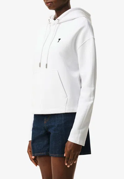 Ami Alexandre Mattiussi Ami De Coeur Zip Embroidered Hoodie In White