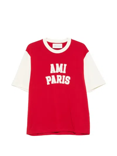 Ami Alexandre Mattiussi Ami Paris Contrast Logo Cotton Crew Neck T-shirt In Multi