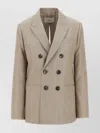 Ami Alexandre Mattiussi Beige Wool Back Slit Double Breasted Jacket Beige