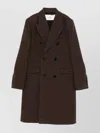 Ami Alexandre Mattiussi Long Double-breasted Coat With Central Vent In Brown