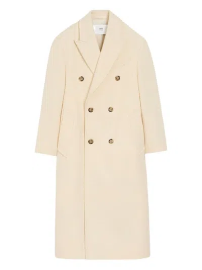 Ami Alexandre Mattiussi Long Double-breasted Coat In Neutral