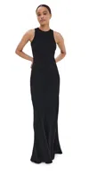 AMI ALEXANDRE MATTIUSSI LONG DRESS WITH BIAS CUT BLACK