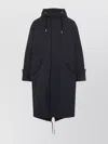 Ami Alexandre Mattiussi Long Hooded Parka With Drawstring And Pockets In Black