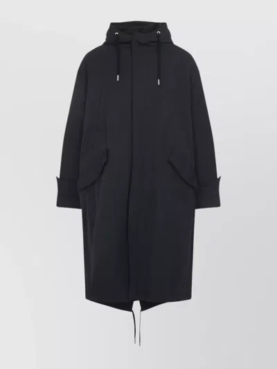 AMI ALEXANDRE MATTIUSSI LONG HOODED PARKA WITH DRAWSTRING AND POCKETS