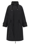 Ami Alexandre Mattiussi Long Grey Polyamide Jacket With Adjustable Hood And Flap Pockets In Black