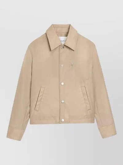 Ami Alexandre Mattiussi Beige Water-repellent Jacket With Minimalist Design In Brown