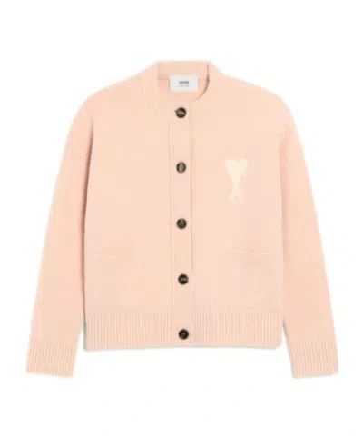 Ami Alexandre Mattiussi Long Sleeve Cardigan In Gold