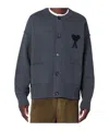 Ami Alexandre Mattiussi Ami Paris Grey Ami De Coeur Cardigan Men In Blue