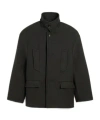 Ami Alexandre Mattiussi Structured Grey Coat With High Collar And Button Closure In Black
