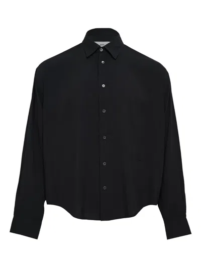 Ami Alexandre Mattiussi Long-sleeve Curved-hem Shirt In Black