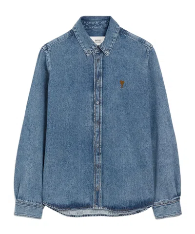 AMI ALEXANDRE MATTIUSSI LONG SLEEVE DENIM SHIRT