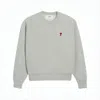Ami Alexandre Mattiussi Long-sleeve Grey Crewneck Sweatshirt With Heart Emblem In Gray