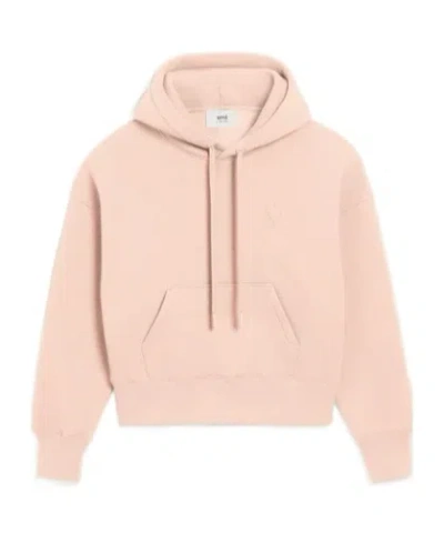 Ami Alexandre Mattiussi Long Sleeve Hooded Sweatshirt In Pink