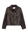Ami Alexandre Mattiussi Leather Jacket With Chest Patch Pocket In Black