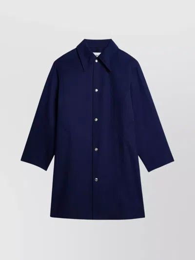 Ami Alexandre Mattiussi Long Sleeve Point Collar Side Pocket Coat In Blue