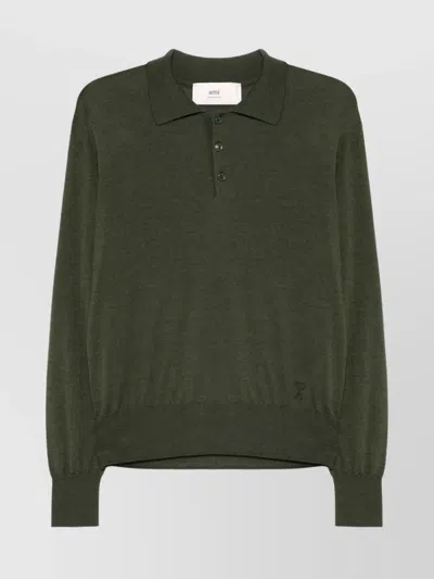AMI ALEXANDRE MATTIUSSI LONG SLEEVE POLO COLLAR SWEATER