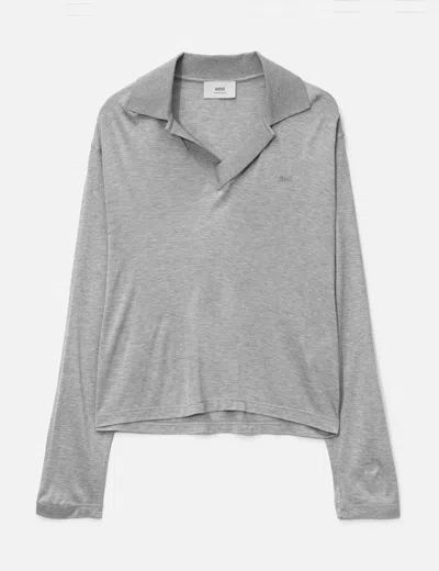 Ami Alexandre Mattiussi Long Sleeve Polo Shirt In Gray