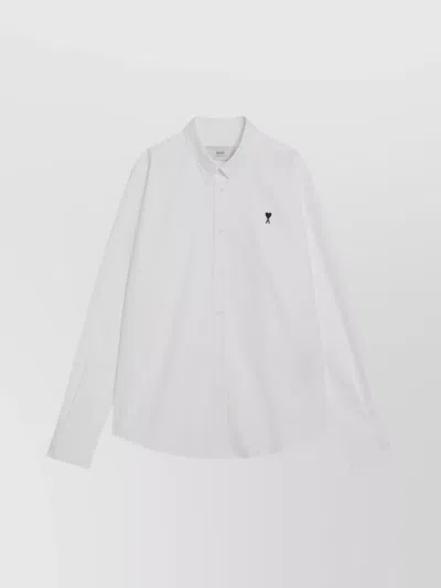 AMI ALEXANDRE MATTIUSSI LONG SLEEVE SHIRT WITH HEART DESIGN AND COLLAR