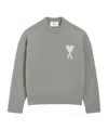 Ami Alexandre Mattiussi Grey Alpaca Ami De Coeur Crewneck Sweater Grey In Gray