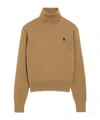 Ami Alexandre Mattiussi Brown Wool Ami De Coeur Turtle Neck Sweater Brown In Multi