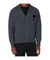 Ami Alexandre Mattiussi Ami Paris Ami De Coeur Heather Grey Wool Cardigan Men In Gray