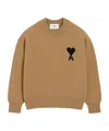 Ami Alexandre Mattiussi Ami Bronze Knit Sweater With Inside-out Seams And Heart Logo In Brown