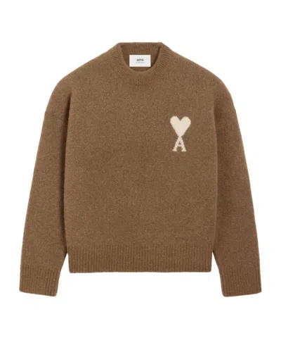 Ami Alexandre Mattiussi Long Sleeve Sweater In Brown