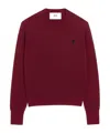 Ami Alexandre Mattiussi Ami Paris Wool Sweater With Heart Embroidery In Red