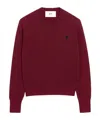 Ami Alexandre Mattiussi Ami Paris Wool Sweater With Heart Embroidery In Burgundy