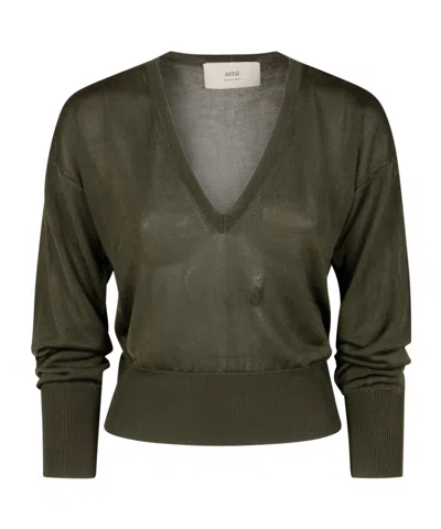 AMI ALEXANDRE MATTIUSSI AMI V-NECK KNITTED JUMPER