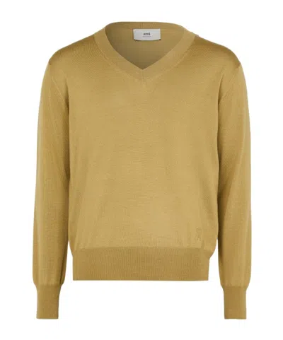 Ami Alexandre Mattiussi Long Sleeve Sweater In Nude