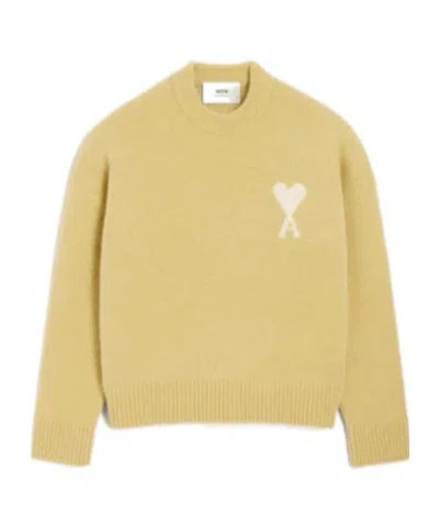 Ami Alexandre Mattiussi Long Sleeve Sweater In Yellow