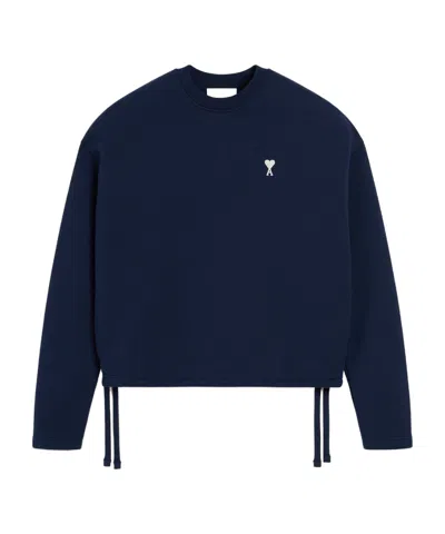 AMI ALEXANDRE MATTIUSSI AMI PARIS LOGO EMBROIDERED CROPPED SWEATSHIRT