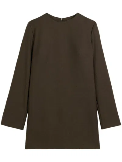 Ami Alexandre Mattiussi Wool Mini Dress In Dark Coffee