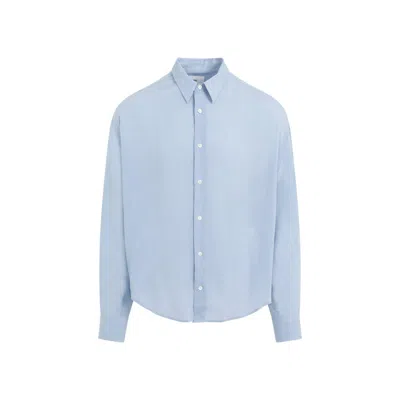 Ami Alexandre Mattiussi Long-sleeve Cotton Shirt In Blue