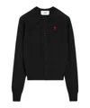 Ami Alexandre Mattiussi Ami V-neck Button-down Cardigan With Subtle Red Emblem In Black