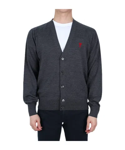 Ami Alexandre Mattiussi Long-sleeved Cardigan In Black