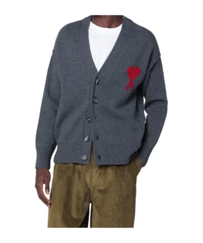 Ami Alexandre Mattiussi Long-sleeved Cardigan In Blue
