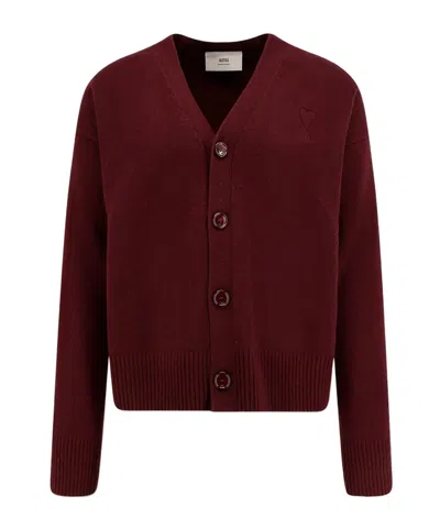 Ami Alexandre Mattiussi Long-sleeved Cardigan In Brown