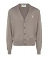 Ami Alexandre Mattiussi Ami De Coeur Wool Cardigan In Gray