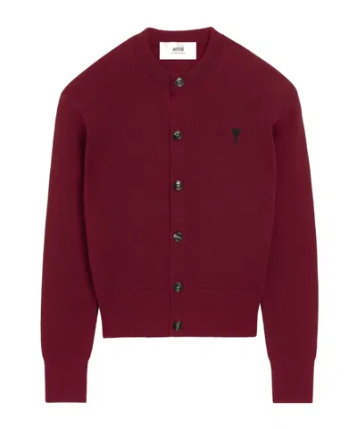 Ami Alexandre Mattiussi Long-sleeved Cardigan In Red