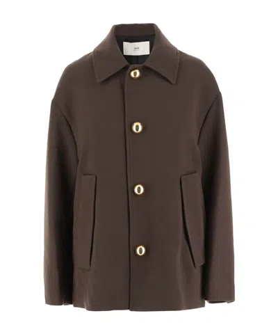 Ami Alexandre Mattiussi Long-sleeved Casual Jacket In Brown