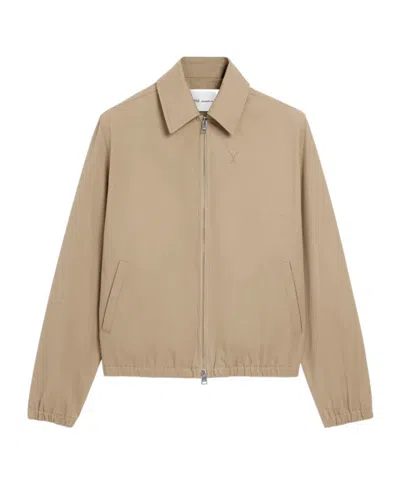 Ami Alexandre Mattiussi Men Beige Cotton Zipped Jacket, Xl Luxury Jackets For Men Darveys In Neutral