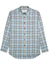 Ami Alexandre Mattiussi Long-sleeved Checkered Knitted Shirt In Blue