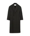 Ami Alexandre Mattiussi Black Wool Double Breasted Long Coat Grey In Black