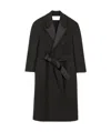 Ami Alexandre Mattiussi Black Wool Smocking Double Breasted Long Coat Grey In Black