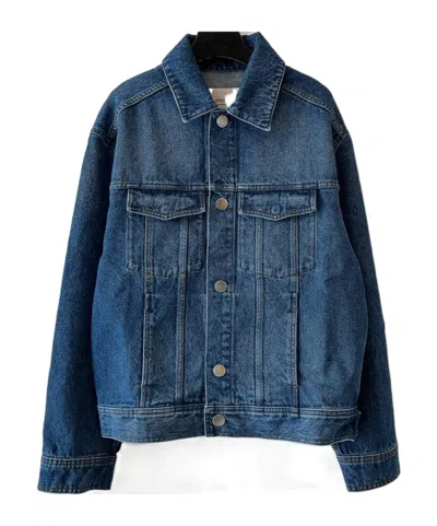Ami Alexandre Mattiussi Long-sleeved Denim Coat In Blue